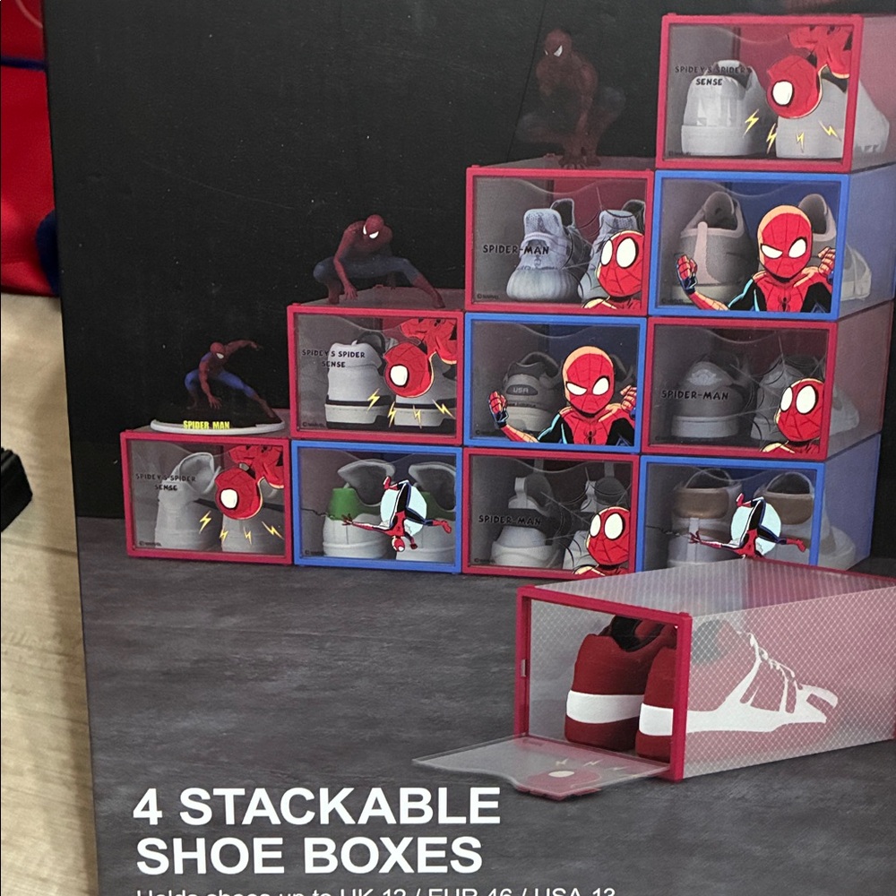Marvel (4 pack) blue stackable shoe boxes - Picture 2 of 4